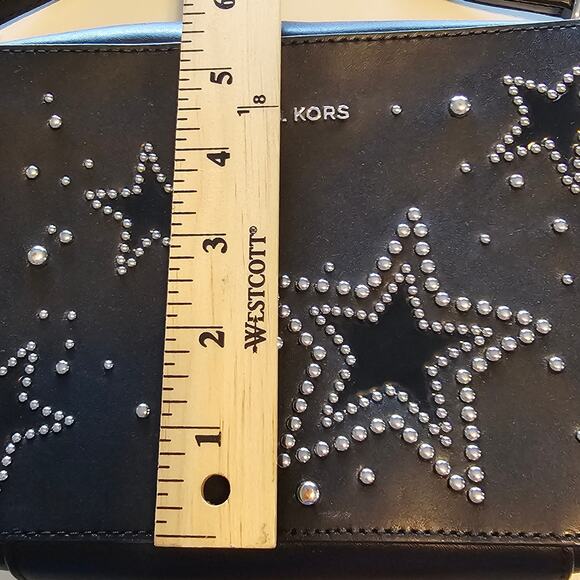 Michael Kors Black Leather Star Studded Crossbody Bag - Picture 6 of 10